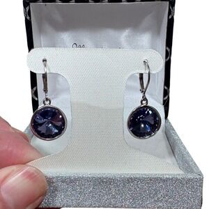 Illuminaire Swarovski Crystal Drop Earrings‎ Purple Rivoli Silver Plated NWT